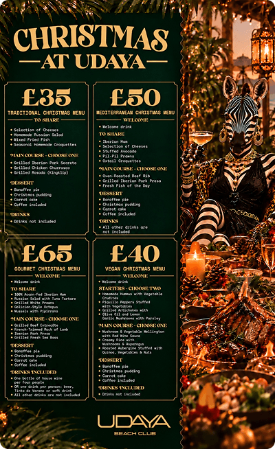 Christmas at Udaya menu poster